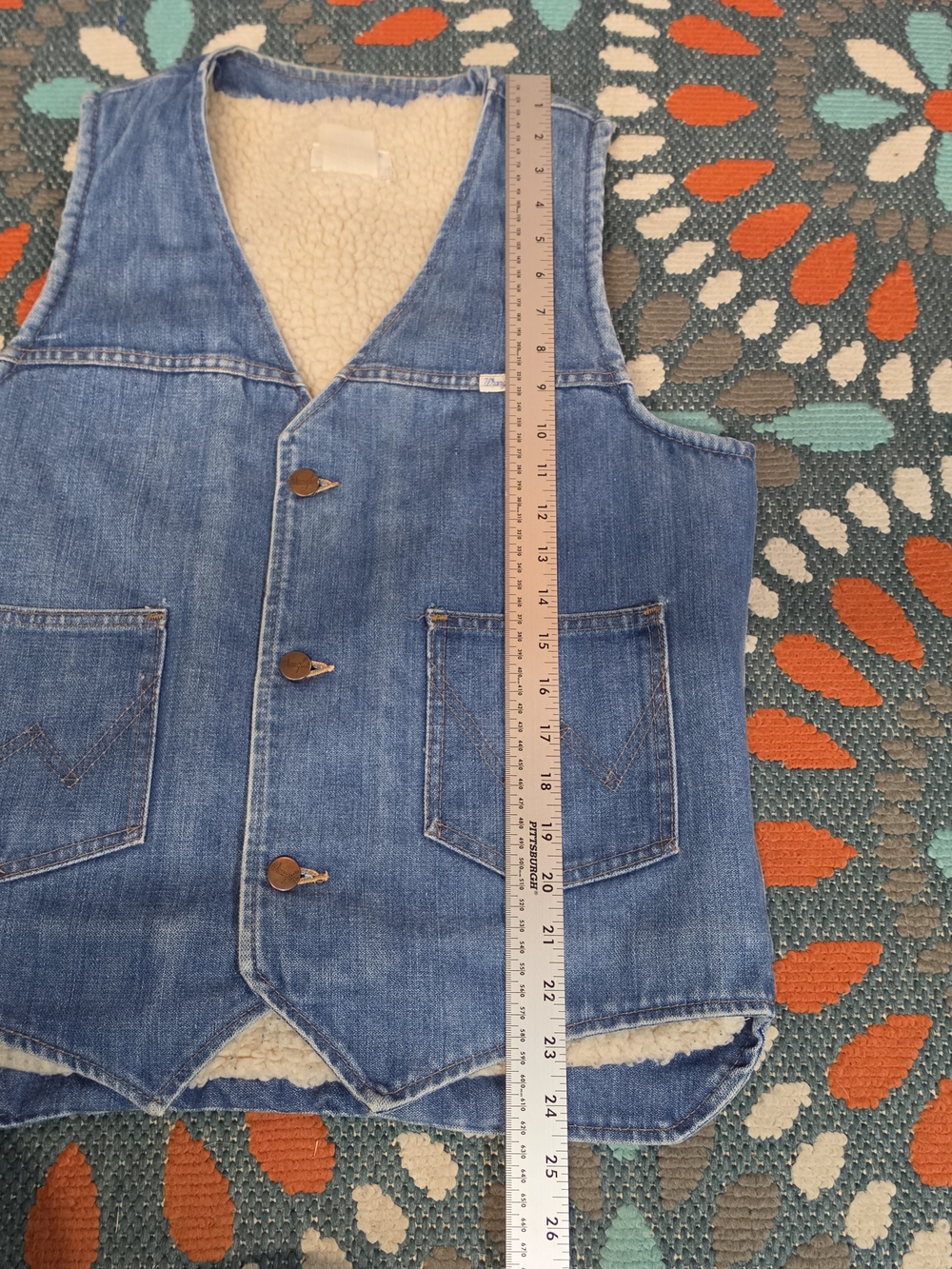 Vintage Wrangler 100% Cotton Denim Sherpa-Lined Vest - Picture 12 of 12